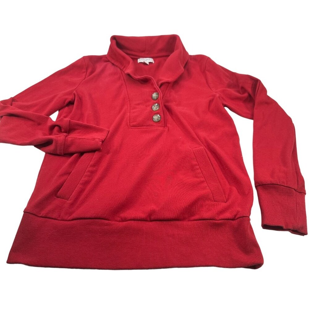 Banana Republic Women's Sz Med Sweater Button-Up Collared Pullover Red Preowned